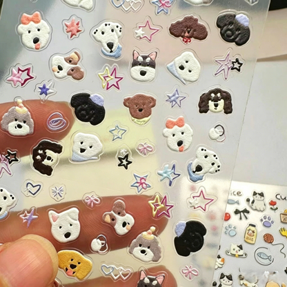 かわいい猫と犬のステッカー、iPad、スマホケース、ノートパソコン、手帳用インス風デカール