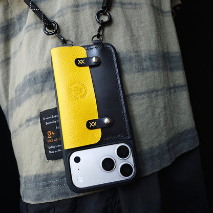 Classic Leather Cardholder iPhone Case with Crossbody Strap, Wallet-Style