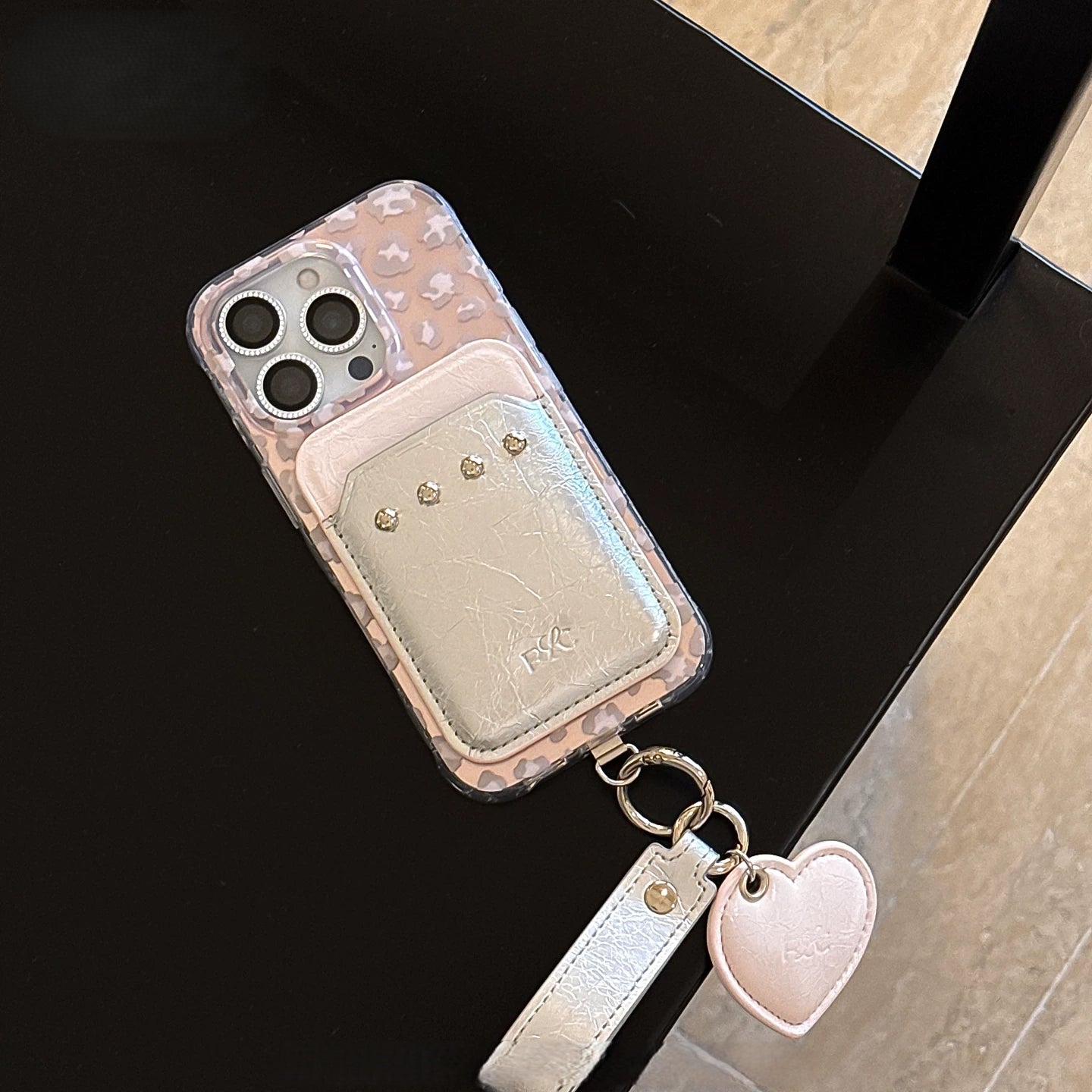 Color-Block Rivet Magnetic Card Holder