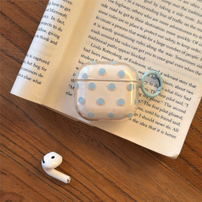 Fresh Transparent Polka‑Dot AirPods Case, Simple TPU Protective Cover with Color‑Matched Ring Clasp