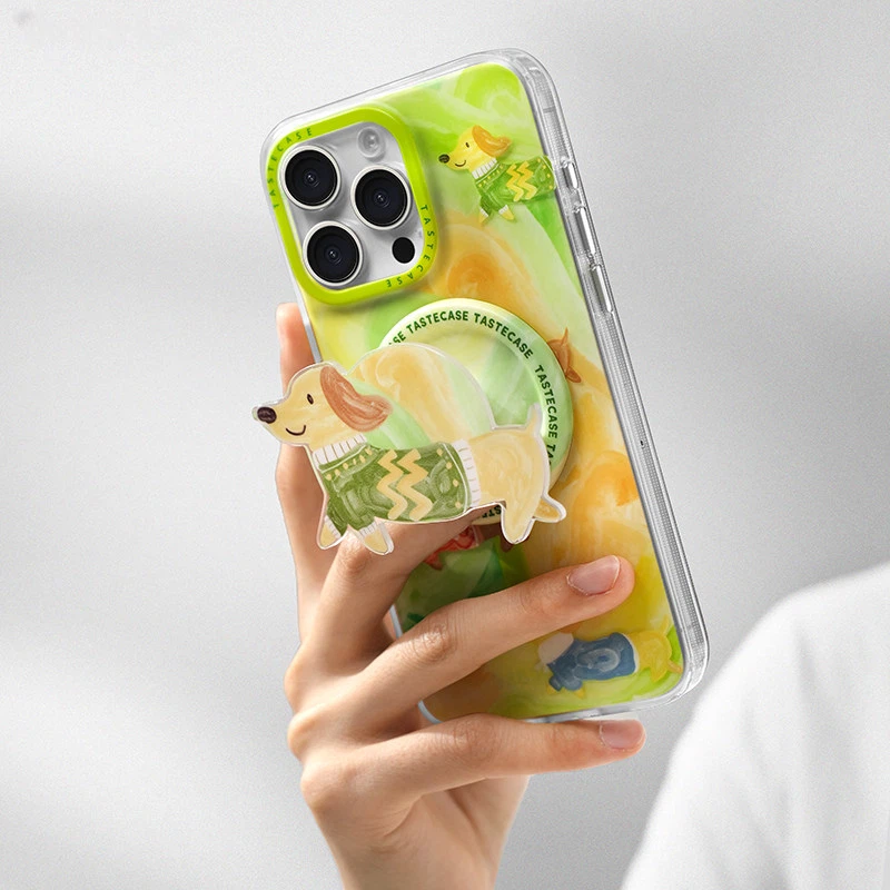 Watercolor Dachshund MagSafe iPhone Case with Matching Stand