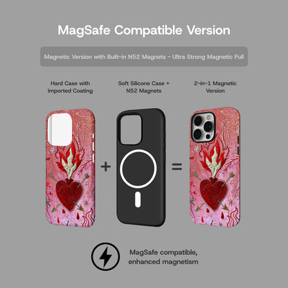 Vintage Burning Heart Embossed Art iPhone Case