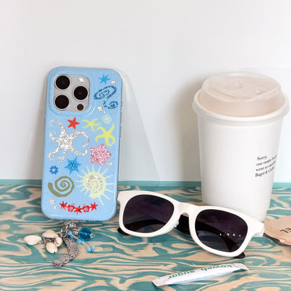 Ocean & Beach Themed iPhone Case with Beaded Strap & Charm