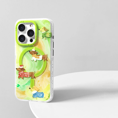 Watercolor Dachshund MagSafe iPhone Case with Matching Stand