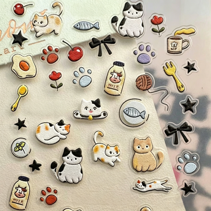 かわいい猫と犬のステッカー、iPad、スマホケース、ノートパソコン、手帳用インス風デカール