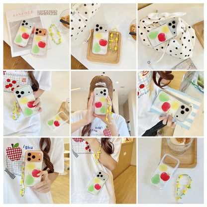 Watercolor Fruit Print iPhone Case with Lemon Bead Chain