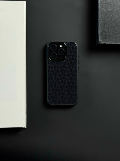 Black Geometric Pattern MagSafe Glass iPhone Case