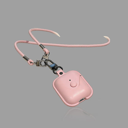 Vintage Pink Leather AirPods Case with Lanyard