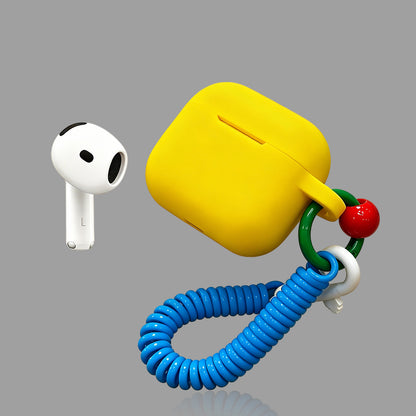 Bauhausレトロ シリコンAirPodsケース、マットソフトカバー コイルストラップ付き