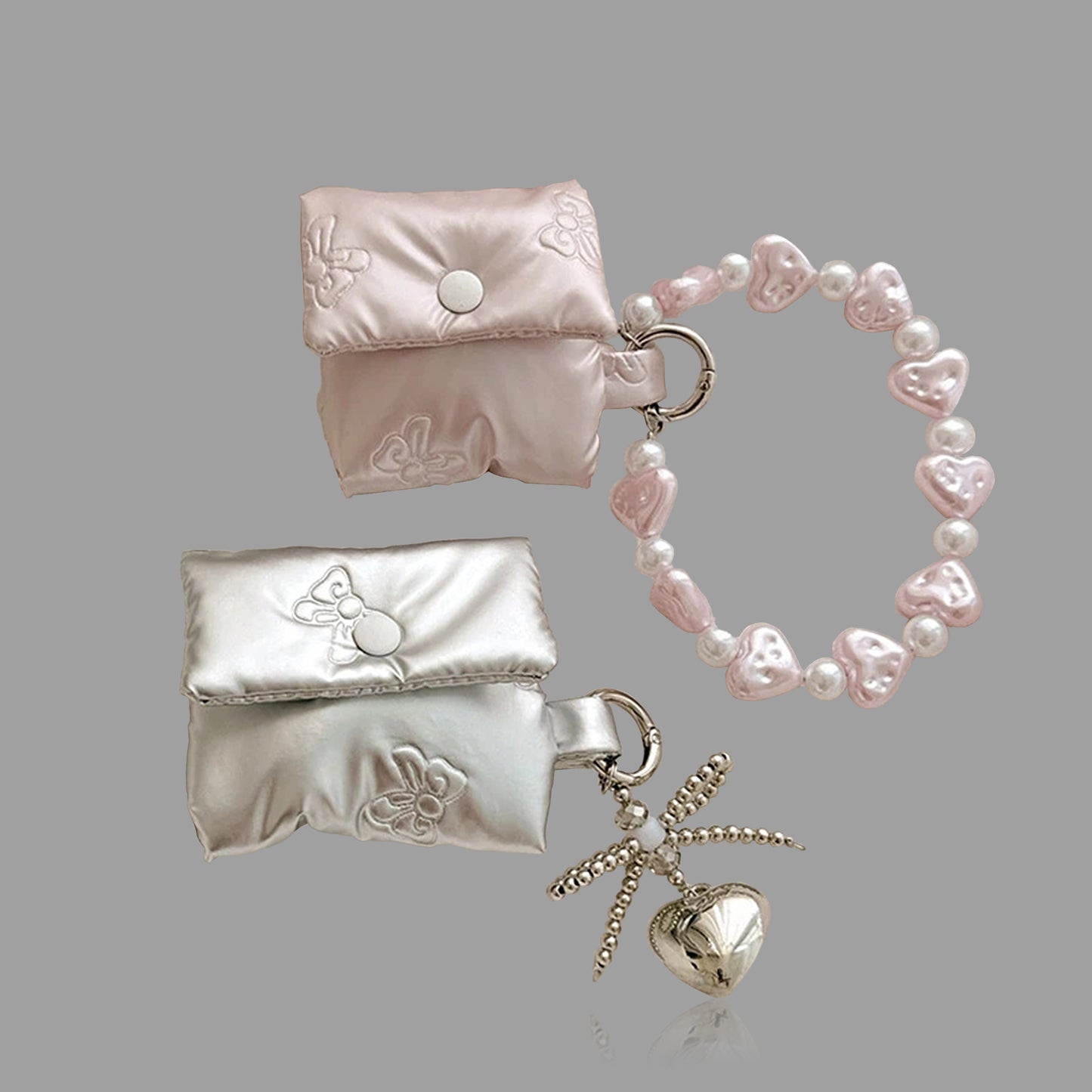Puffer Bow AirPods Case with Chain Charm