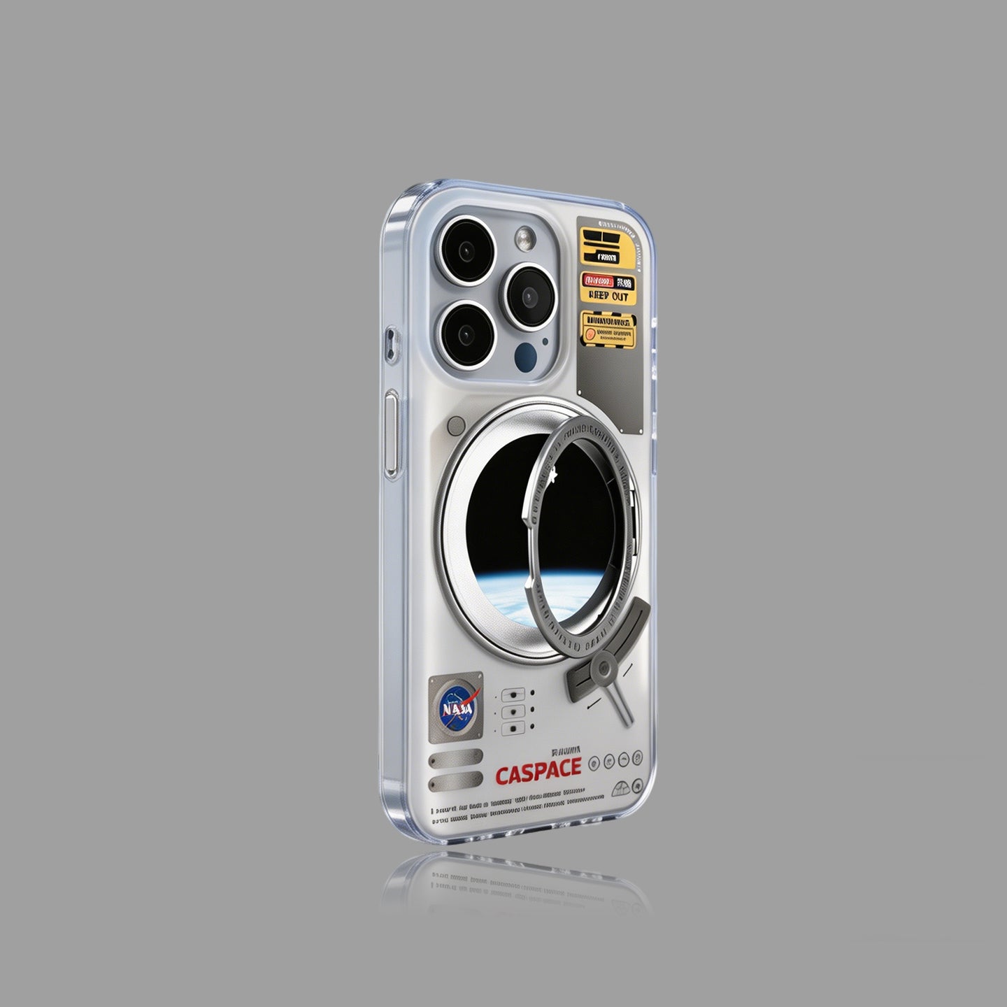 360도 회전 스탠드가 있는 스페이스 캡슐 MagSafe 아이폰 케이스