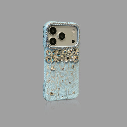 Snake‑Skin Rhinestone iPhone Case, Bling Diamond Embossed Protective Cover