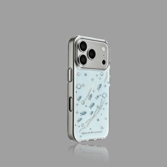 Blue and White Gradient Fish Print iPhone Case