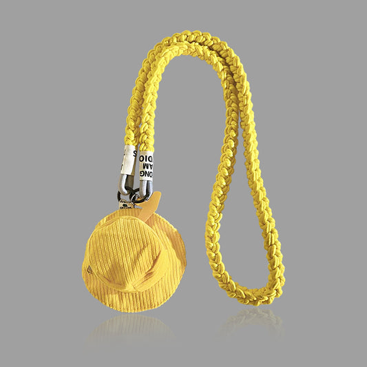 Yellow Hat Bag Woven Crossbody Strap Phone Case with Coin Purse
