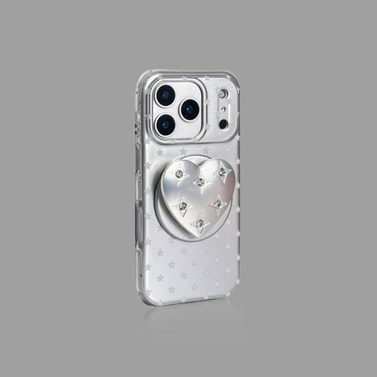 Silver Star Pattern iPhone Case , Magnetic Card Holder & Heart Stand Options
