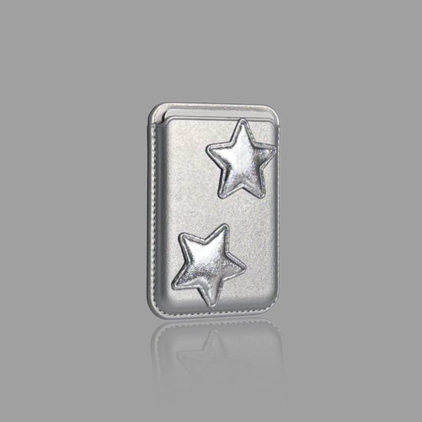 Silver Star Pattern iPhone Case , Magnetic Card Holder & Heart Stand Options