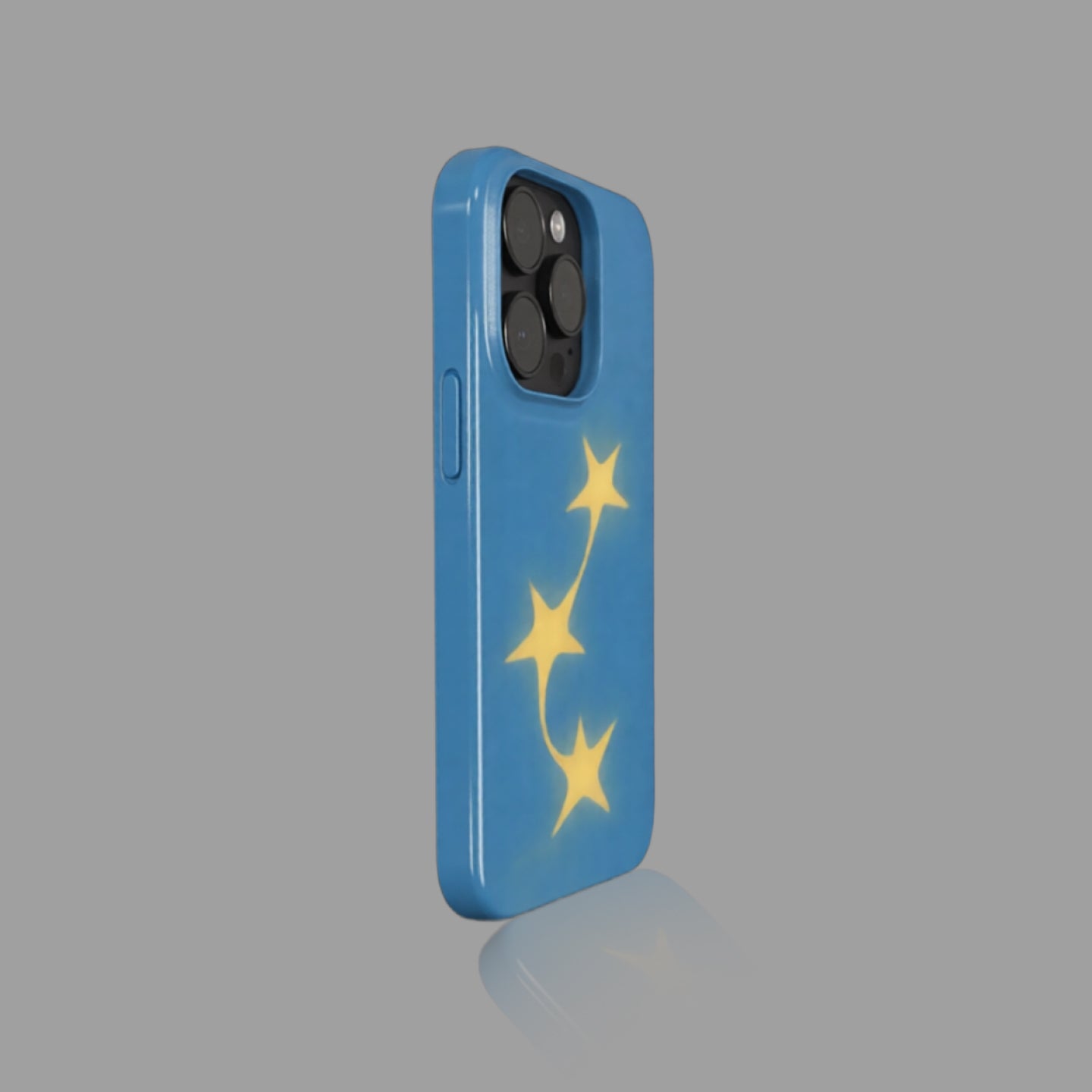 Sky Blue Flying Stars iPhone Case, Frosted Matte Hard Shell