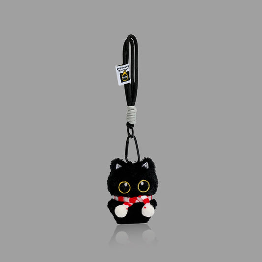 Cute Black Cat Plush Keychain, Soft Bag Charm /Car Pendant