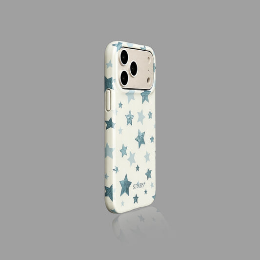 Foil Shiny Blue Star Print White iPhone Case