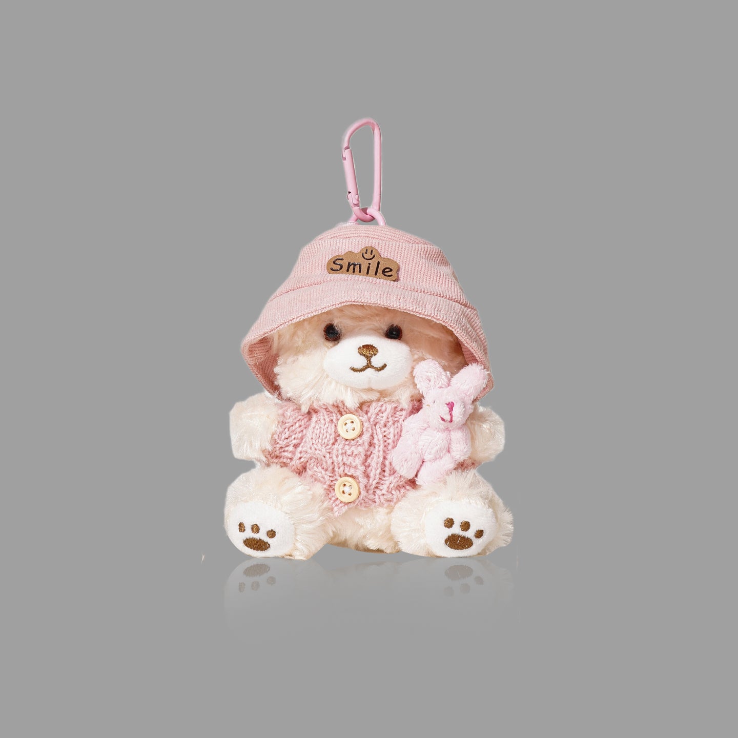 귀여운 플러시 곰 인형 가방 참, 토끼가 곰을 안고 있는 백팩 펜던트