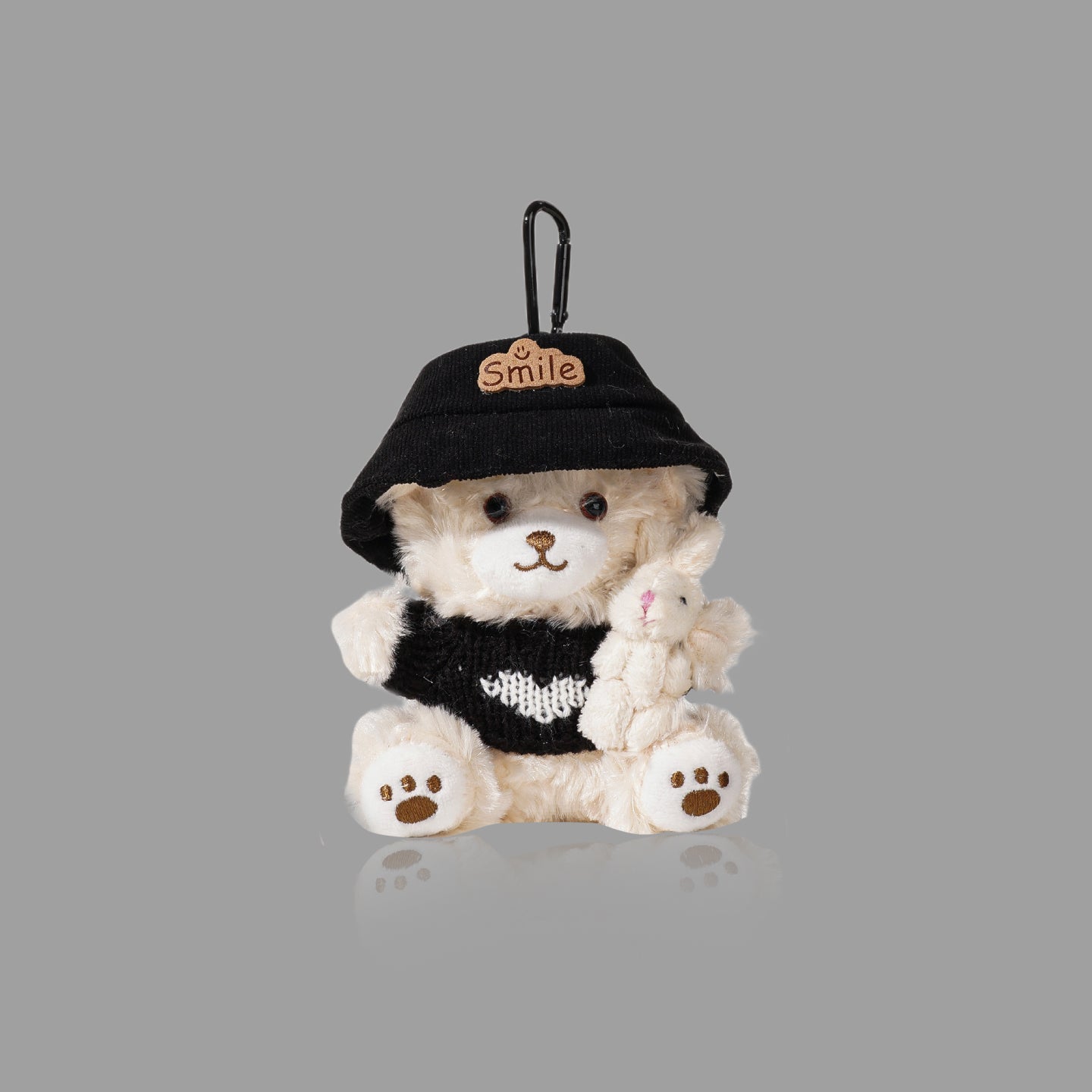 귀여운 플러시 곰 인형 가방 참, 토끼가 곰을 안고 있는 백팩 펜던트