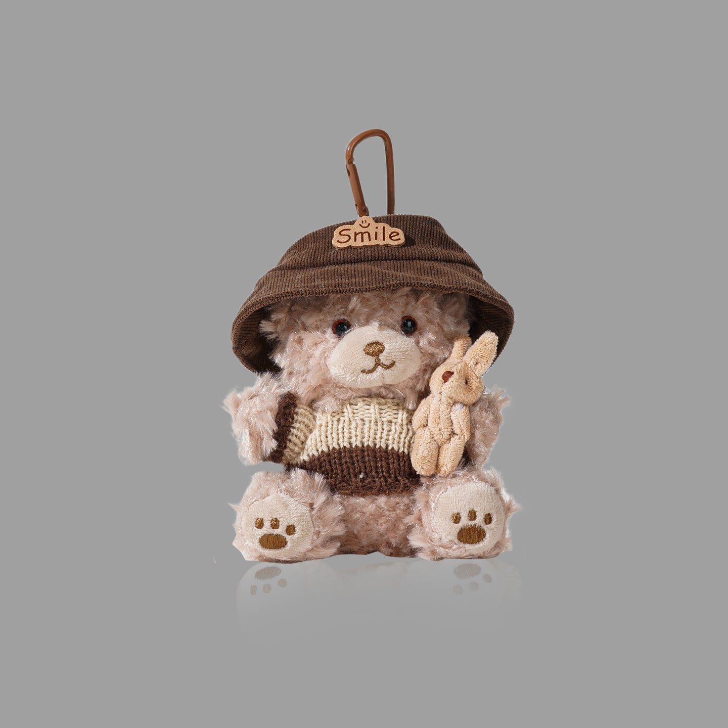 귀여운 플러시 곰 인형 가방 참, 토끼가 곰을 안고 있는 백팩 펜던트