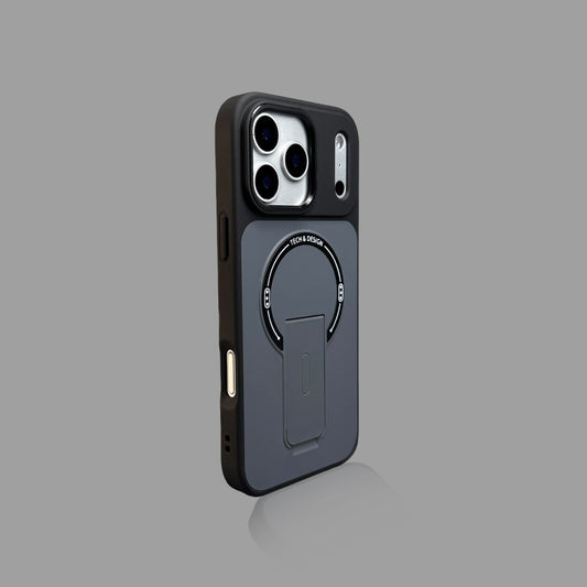 ミニマリスト カラーブロック MagSafe対応 一体型折りたたみスタンド付きiPhoneケース