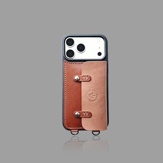 Classic Leather Cardholder iPhone Case with Crossbody Strap, Wallet-Style
