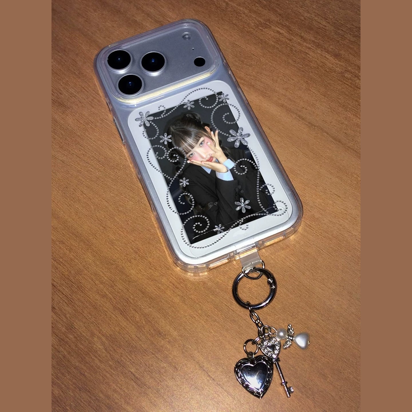 Silver Pattern IMD Clear iPhone Case