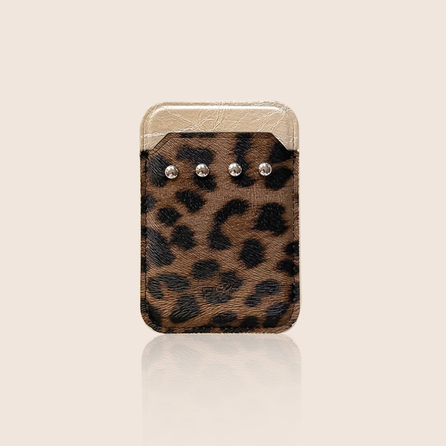 Color-Block Rivet Magnetic Card Holder