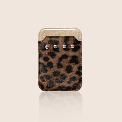 Color-Block Rivet Magnetic Card Holder