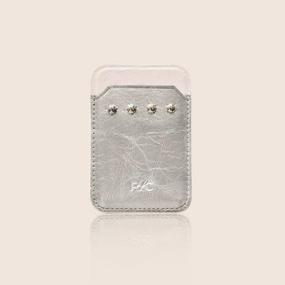 Color-Block Rivet Magnetic Card Holder