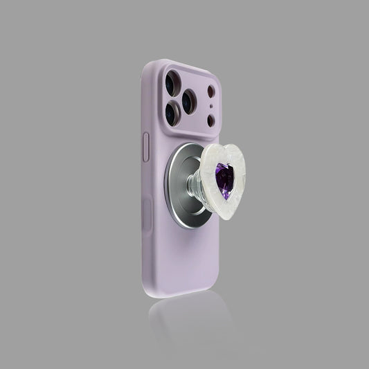 Solid Color Silicone iPhone Case with Love Heart Magnetic Stand
