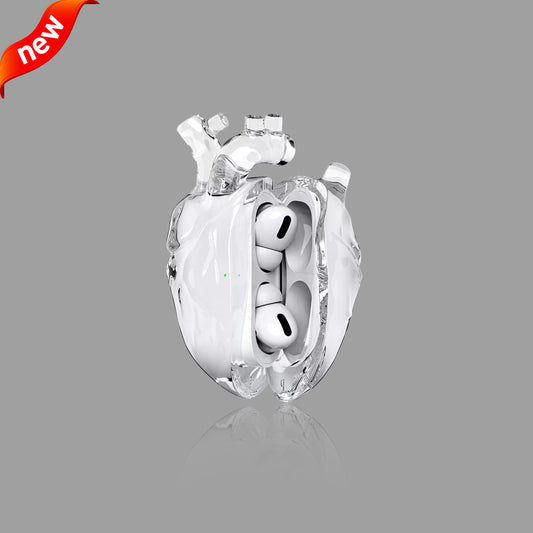 3D Heart Clear Silicone AirPods Case