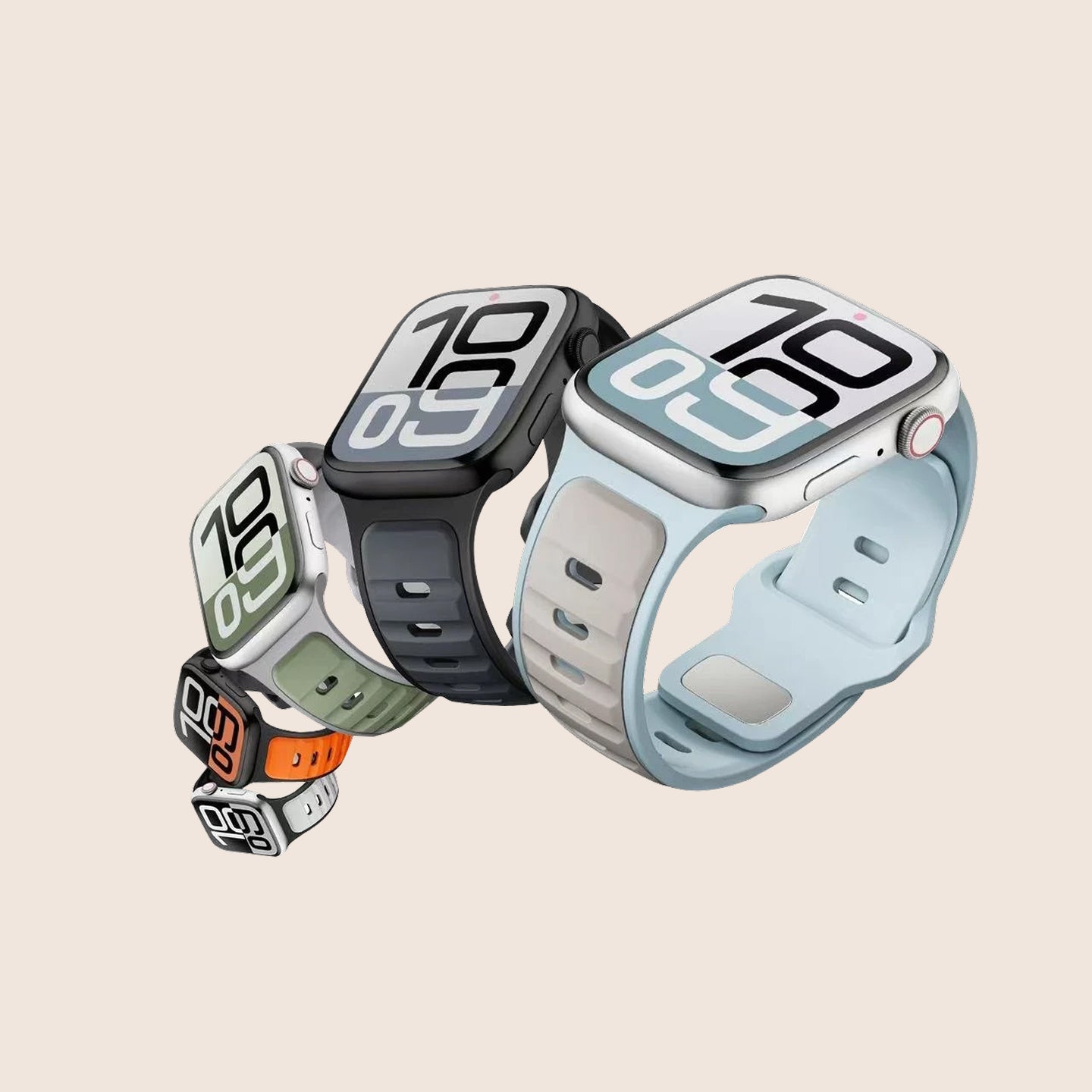 Apple Watch용 소프트 듀얼 컬러 실리콘 워치 밴드