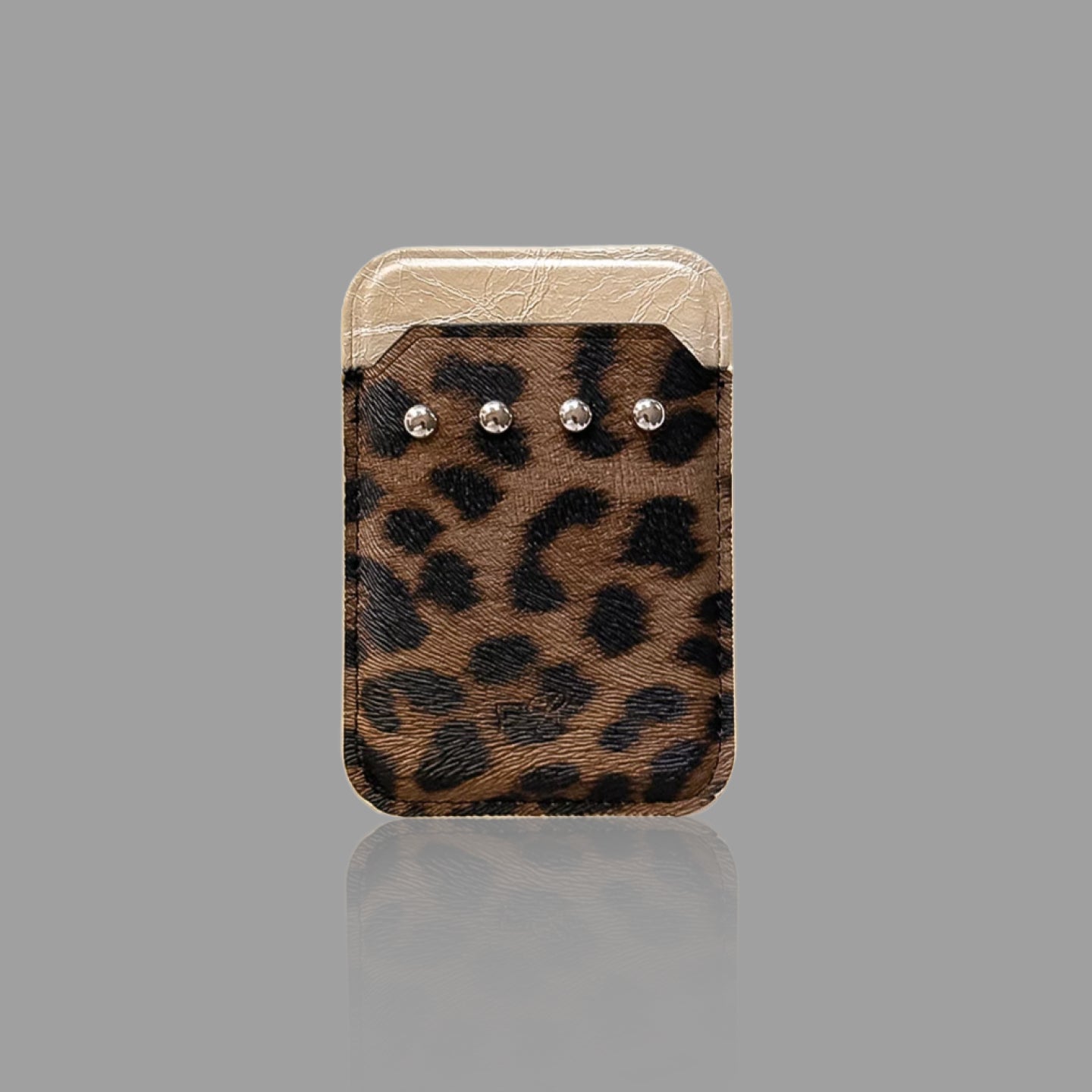 Color-Block Rivet Magnetic Card Holder