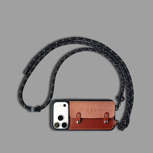 Classic Leather Cardholder iPhone Case with Crossbody Strap, Wallet-Style