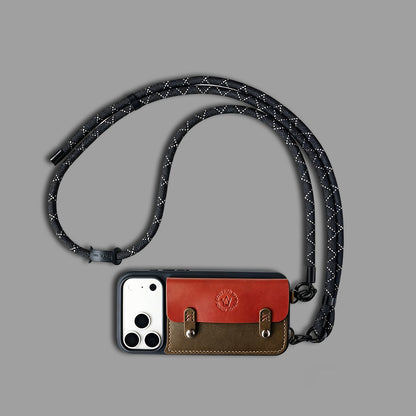 Classic Leather Cardholder iPhone Case with Crossbody Strap, Wallet-Style