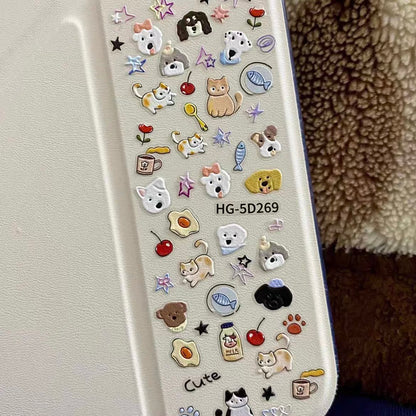 かわいい猫と犬のステッカー、iPad、スマホケース、ノートパソコン、手帳用インス風デカール