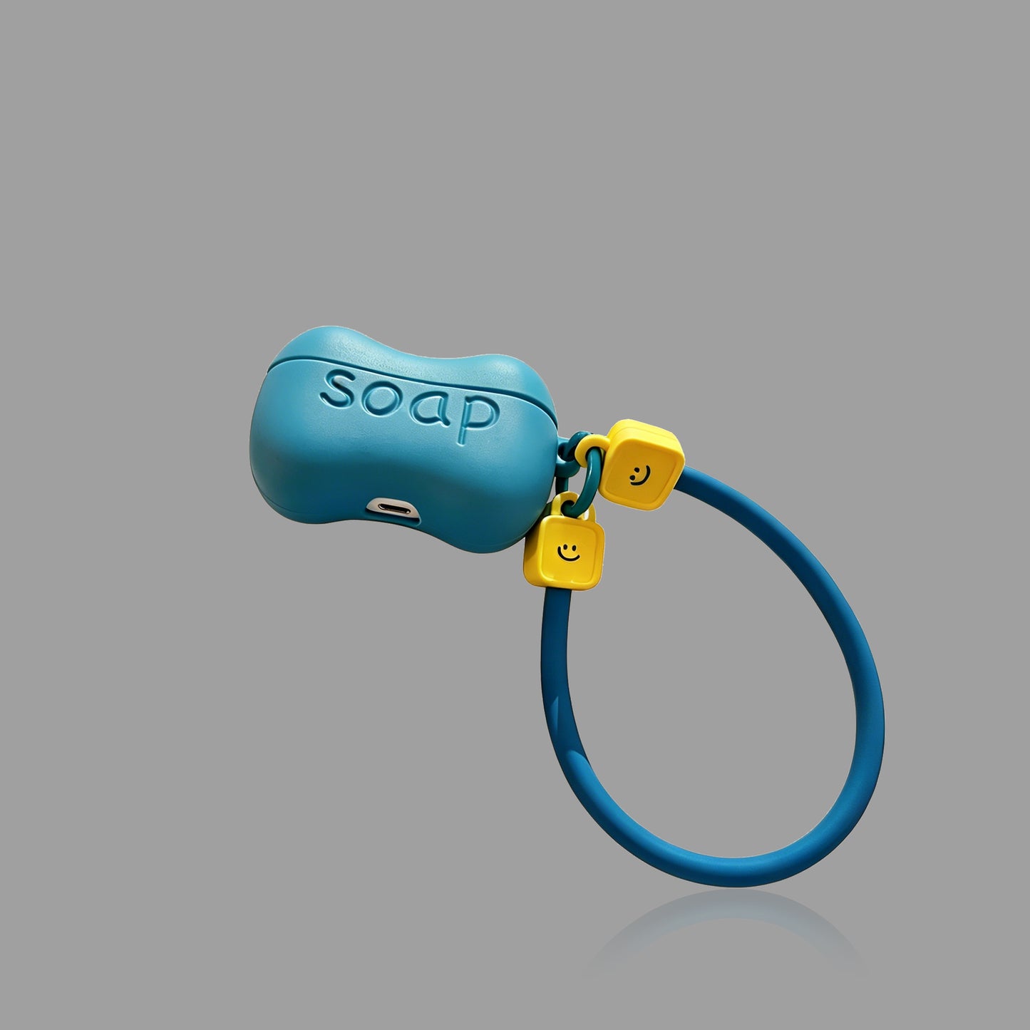 Blue Soap Silicone AirPods Case with Wrist Strap