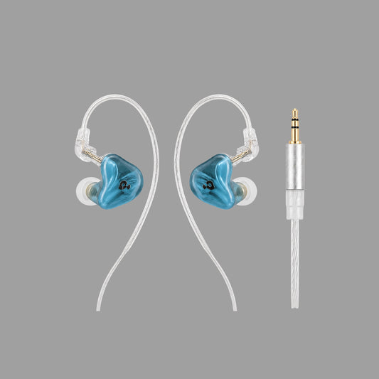 Pixel Art Resin Wired In Ear Earphones, Crystal Blue Headphones with Optional Mic & Type-C Plug for Daily Music Calls