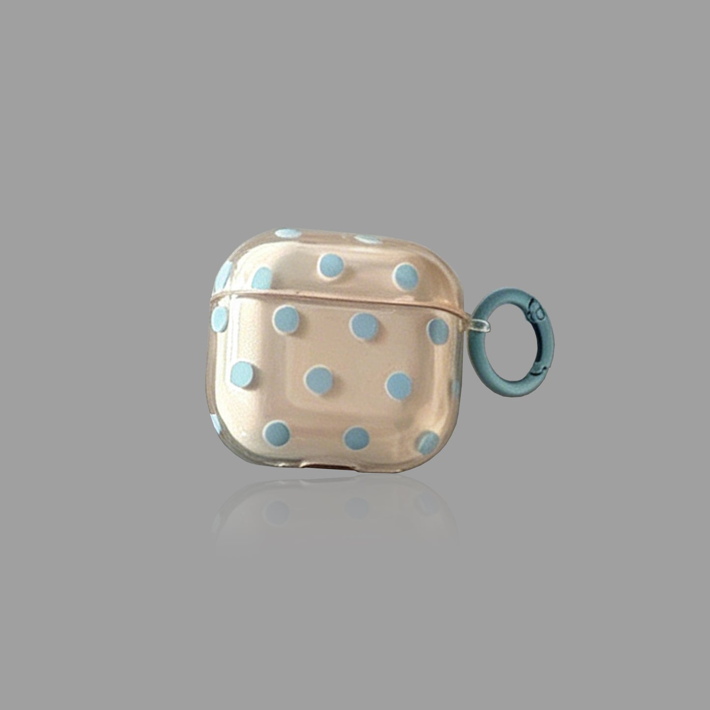 Fresh Transparent Polka‑Dot AirPods Case, Simple TPU Protective Cover with Color‑Matched Ring Clasp