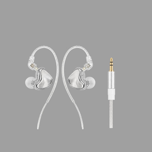 Mirror Silver Wired In Ear Earphones, Metal Shell Headphones with Optional Mic & Type-C Plug for Daily Music Calls