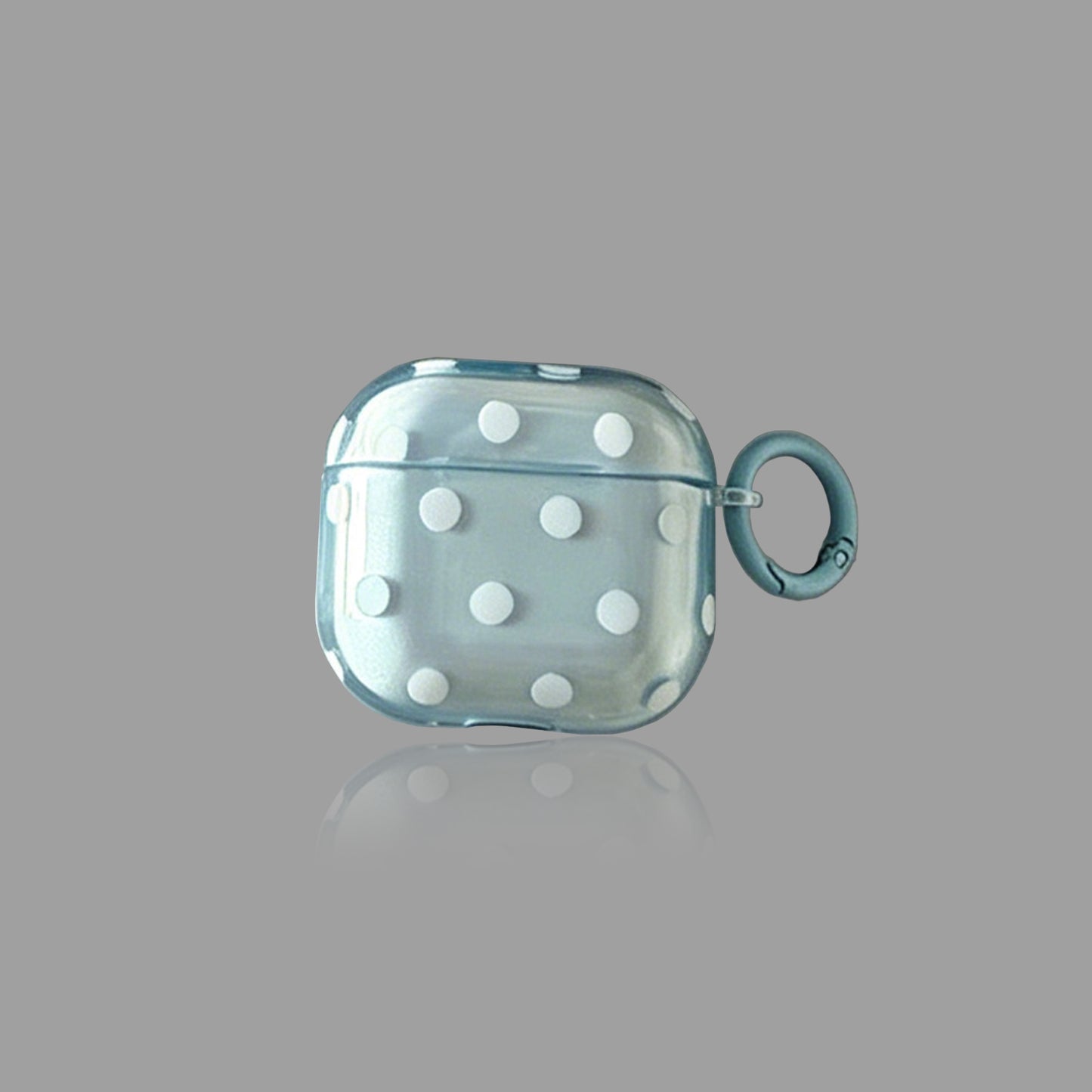 Fresh Transparent Polka‑Dot AirPods Case, Simple TPU Protective Cover with Color‑Matched Ring Clasp