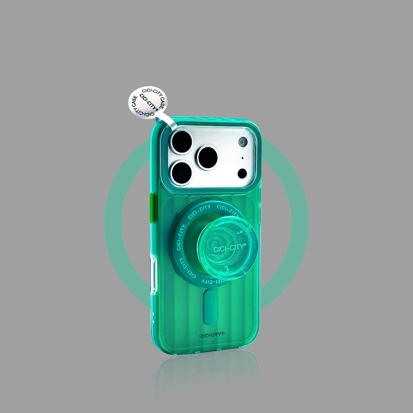 Holographic Striped MagSafe iPhone Case with Matching Stand