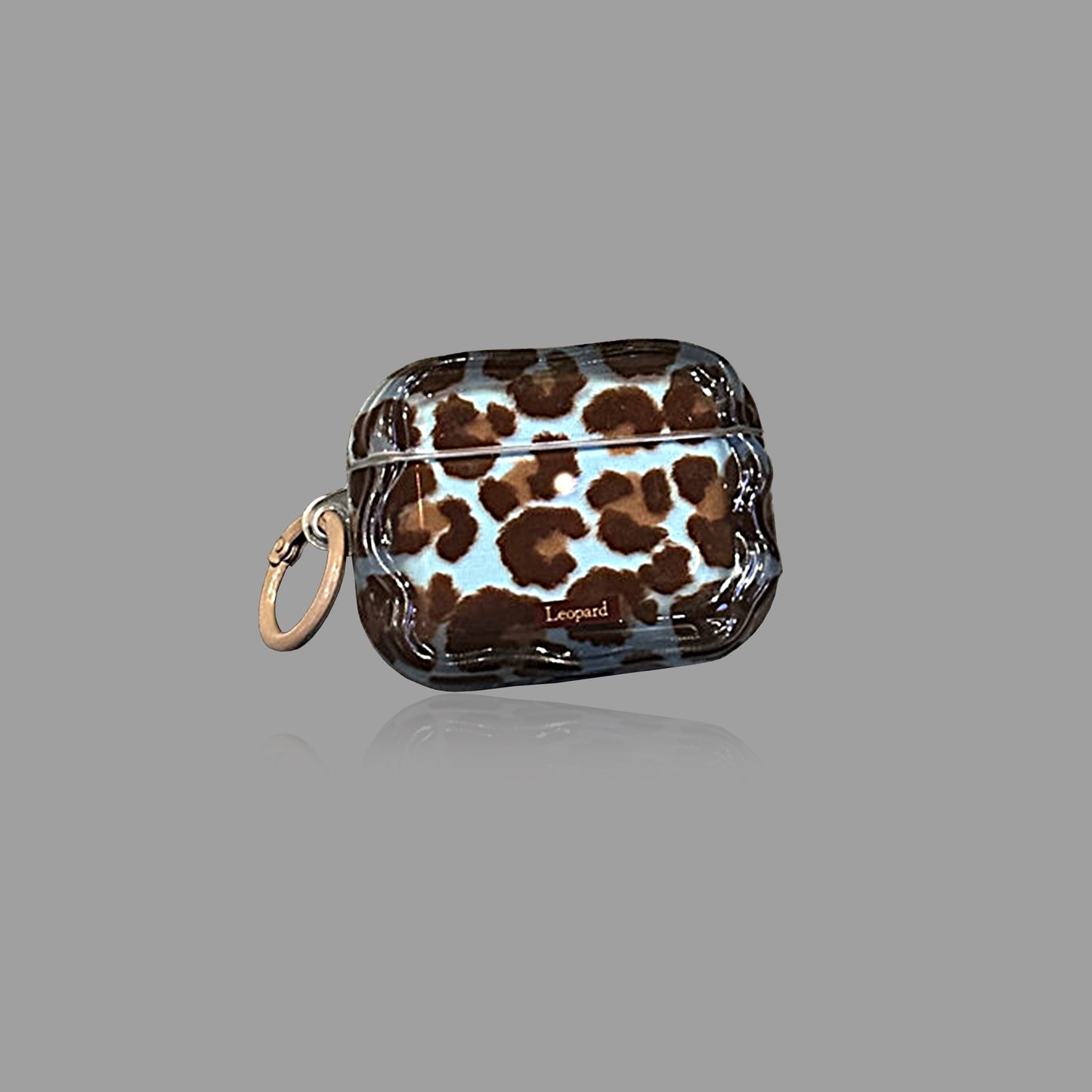 Vintage Blue‑Brown Leopard AirPods Case, Soft TPU Protective Cover with Beaded Pendant Option