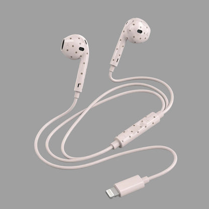 Retro Cute Polka Dot Half In-Ear Wired Headphones for iPhone & Android, Lightning / Type-C Plug Wired Earphones