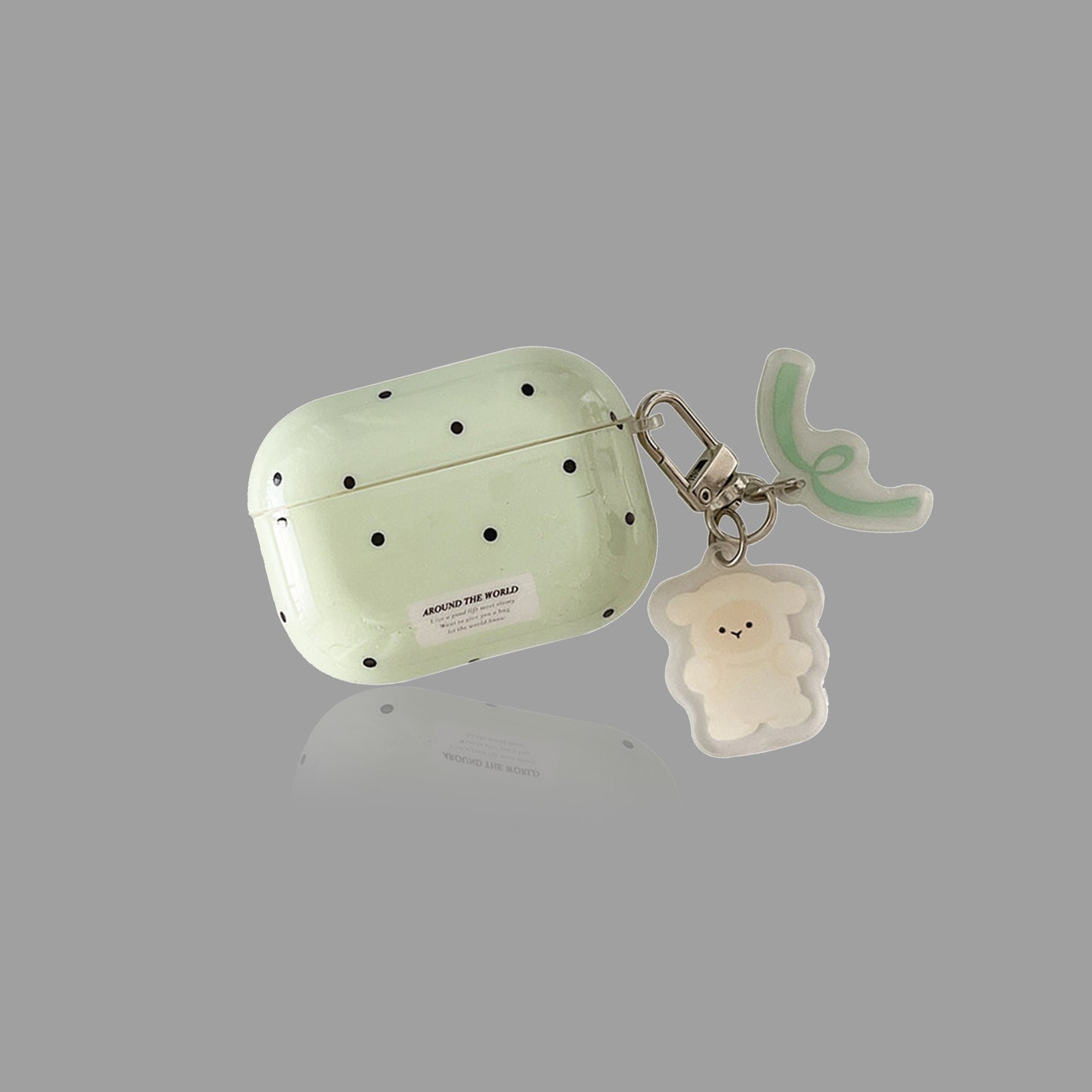 Polka‑Dot AirPods Case with Free Pendant, Glossy Protective Cover