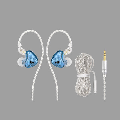Pixel Art Resin Wired In Ear Earphones, Crystal Blue Headphones with Optional Mic & Type-C Plug for Daily Music Calls