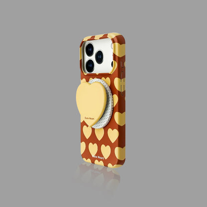 Heart & Polka Dot iPhone Case with Magnetic Heart Stand